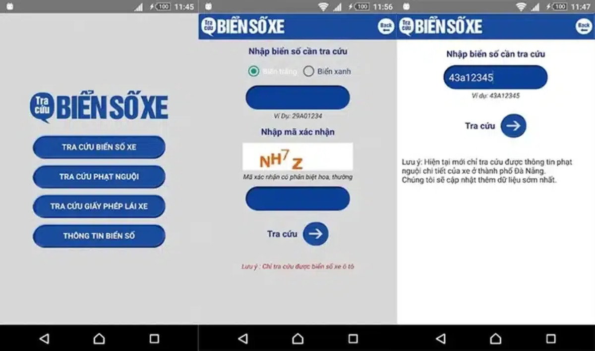 App “Biển số xe” tra cứu thông tin phương tiện