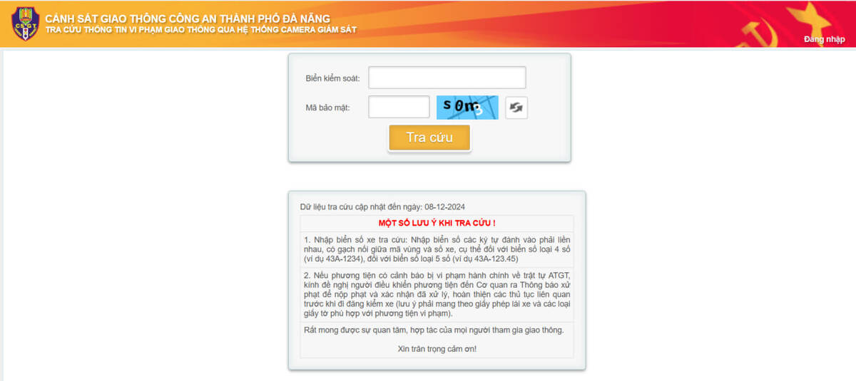 Tra cứu vi phạm giao thông trên website Sở Giao Thông Vận Tải