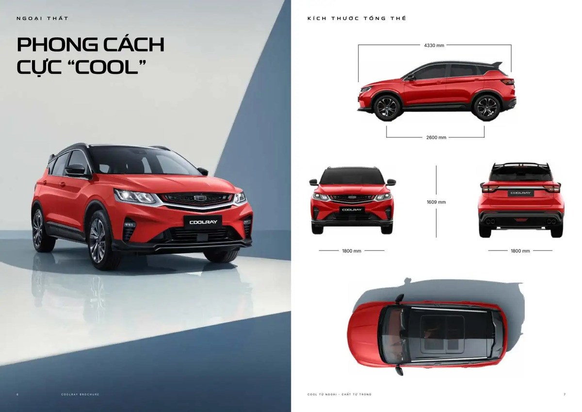 Kích thước chi tiết dòng xe Geely Coolray