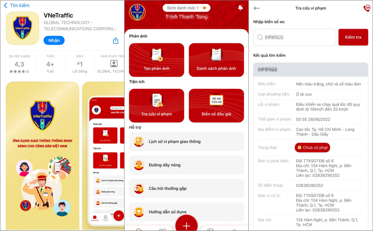 Hướng dẫn tra cứu phạt nguội trên VNeTraffic